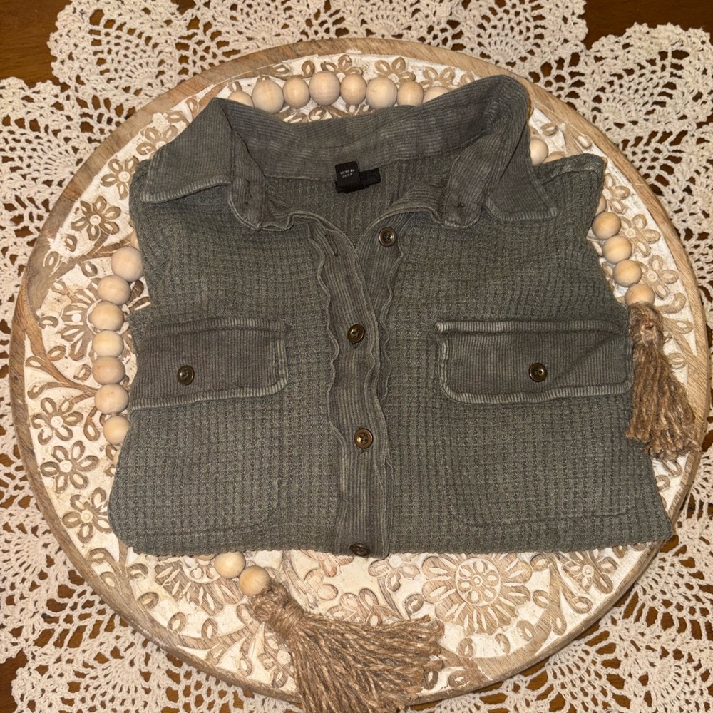 Art Class Taupe Waffle Knit Top